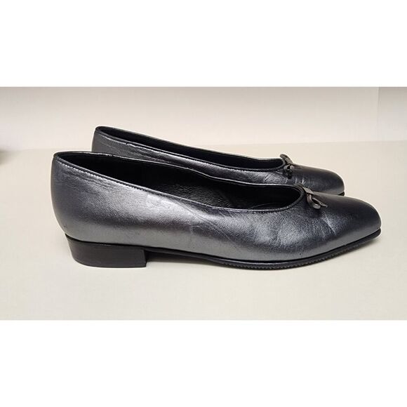 RENZO FONTANELLI Women's Gray Leather Ballet Flat Shoes Size 8B - Picture 3 of 11
